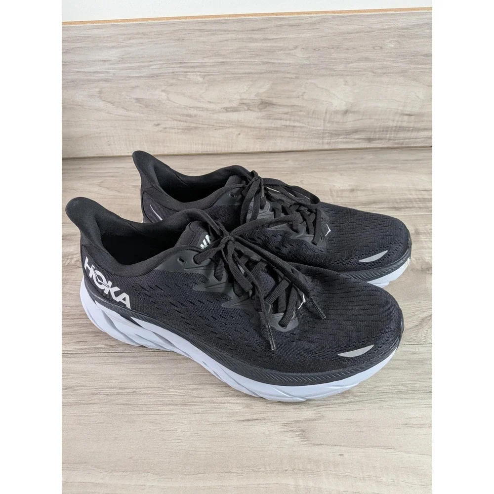 Hoka One One Clifton 8 Black White Running Shoes - 1119393-BWHT - Mens Size 9 D